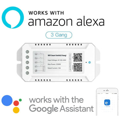 Interruttore 3 Gang Switch Smart Wifi Compatibile Con Amazon Alexa Google Presa
