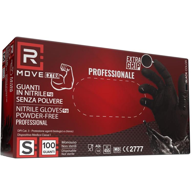 Guanti In Nitrile Monouso 100Pz Ultra Resistenti Lavoro Industria Meccanici Tg.S