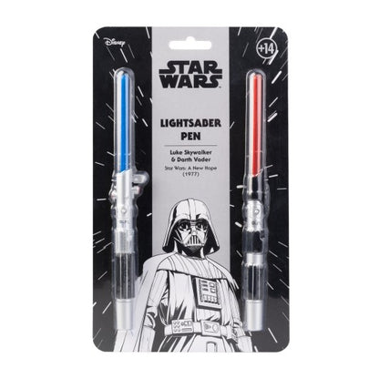 Star Wars Set Di 2 Penne Spade Laser Luke Skywalker / Darth Vader Penna Led Abs