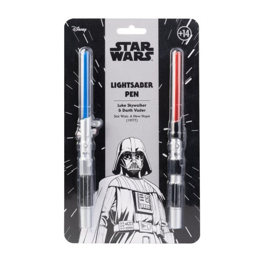Star Wars Set Di 2 Penne Spade Laser Luke Skywalker / Darth Vader Penna Led Abs