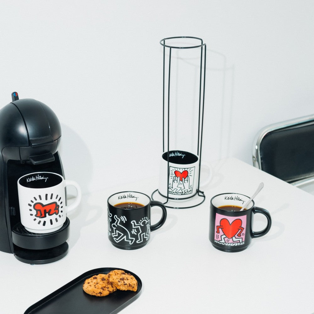 Keith Haring- Set di 4 Tazze Impilabili in Porcellana Bicchiere Mug per Colazione Tè Caffè