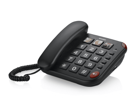 BRONDI BRAVO 15 NERO TELEFONO FISSO VIVAVOCE TASTI GRANDI ANZIANI CHIAMATA SOS