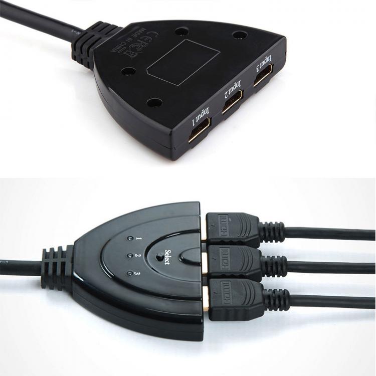 CAVO SWITCH HDMI 1080p 3 PORTE FULL HD TV PRESA MULTIPLA SDOPPIATORE ADATTATORE