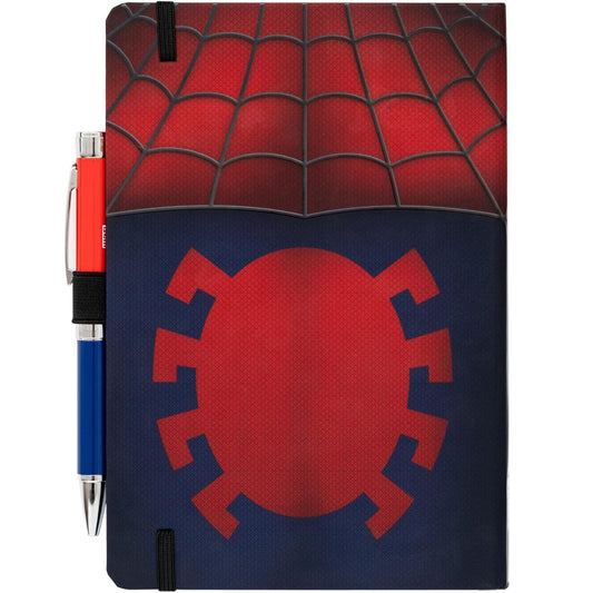 Spider-Man - Taccuino A5 e Penna - Quaderno Appunti Pagine Bianche con Penna Proiettore a Pile, Copertina Rigida, Tasca Espandibile e Segnalibro | Diario Personale (192 Pagine) - Idea Regalo Gadget Spiderman
