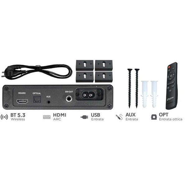 Hutrade Sr04 Soundbar 2.1 180W 220V Wireless Bt Hdmi Aux Ottica 60W Telecomando