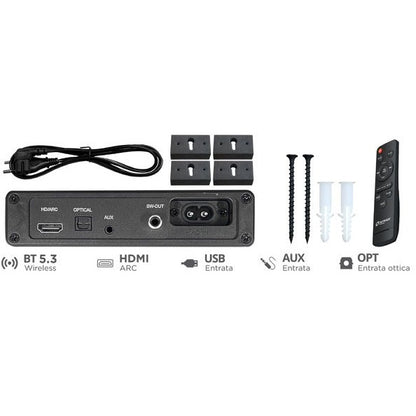 Hutrade Sr04 Soundbar 2.1 180W 220V Wireless Bt Hdmi Aux Ottica 60W Telecomando