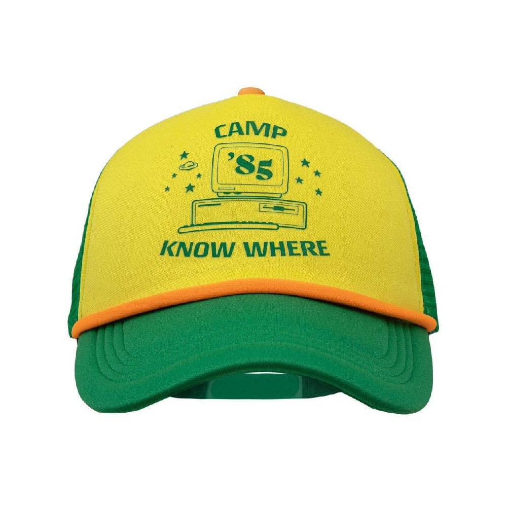 Cinereplicas - Stranger Things (Camp Know Where) Cappellino Ufficiale Strapback - Berretto Cappello Trucker con Visiera Curva Stile Baseball Basket Cap