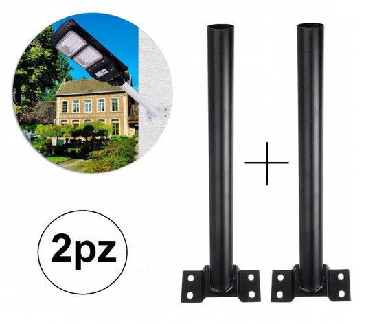 2x STAFFE PALO PER LAMPIONE SOLARE STRADALE SUPPORTO METALLO STAFFA MURO PARETE