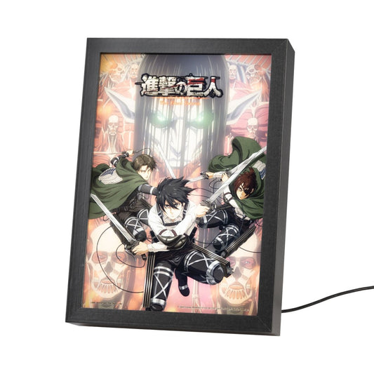 Quadro LED (Attack on Titan) Manga Poster Stampa Lamina decorativa Illuminata per cameretta ragazza, stanza bambine/Decorazione Ufficiale Gadget da parete o tavolo Incorniciata