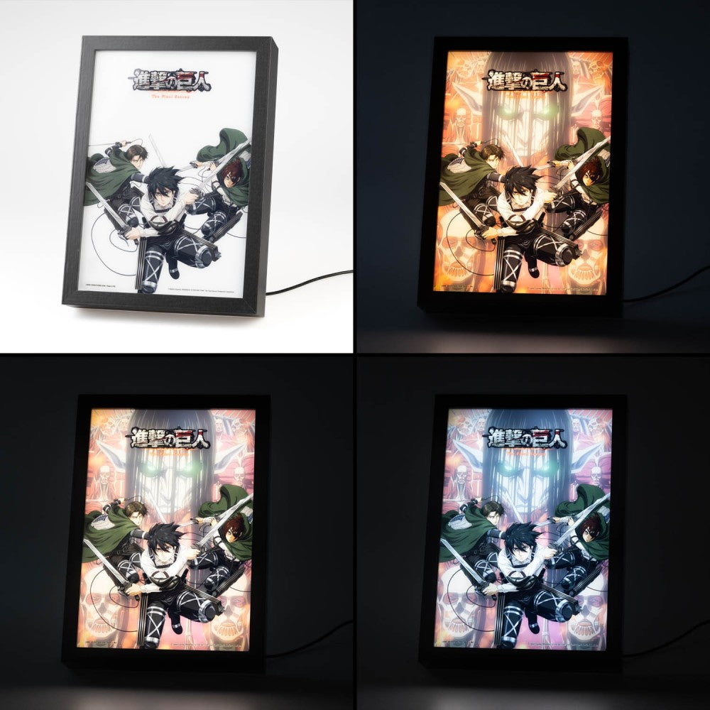 Quadro LED (Attack on Titan) Manga Poster Stampa Lamina decorativa Illuminata per cameretta ragazza, stanza bambine/Decorazione Ufficiale Gadget da parete o tavolo Incorniciata