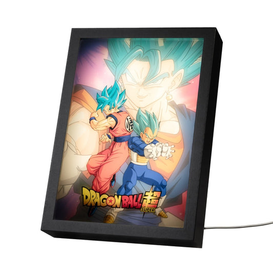 Quadro LED (Dragon Ball Super) Manga Anime Poster Stampa Lamina decorativa Illuminata per cameretta ragazza, stanza bambine/Decorazione Ufficiale Gadget da parete o tavolo Incorniciata