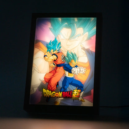Quadro LED (Dragon Ball Super) Manga Anime Poster Stampa Lamina decorativa Illuminata per cameretta ragazza, stanza bambine/Decorazione Ufficiale Gadget da parete o tavolo Incorniciata