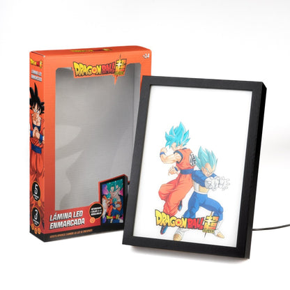 Quadro LED (Dragon Ball Super) Manga Anime Poster Stampa Lamina decorativa Illuminata per cameretta ragazza, stanza bambine/Decorazione Ufficiale Gadget da parete o tavolo Incorniciata