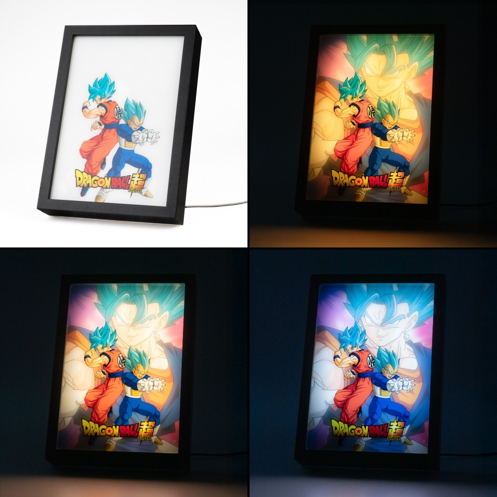 Quadro LED (Dragon Ball Super) Manga Anime Poster Stampa Lamina decorativa Illuminata per cameretta ragazza, stanza bambine/Decorazione Ufficiale Gadget da parete o tavolo Incorniciata