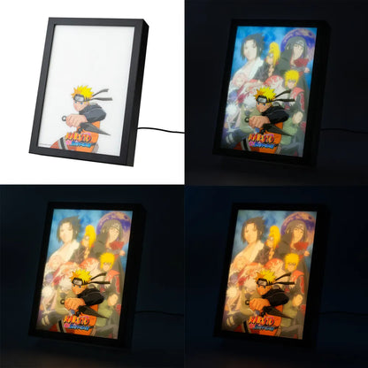 Quadro LED (Naruto Shippuden) Manga Anime Poster Stampa Lamina decorativa Illuminata per cameretta ragazza, stanza bambine/Decorazione Ufficiale Gadget da parete o tavolo Incorniciata
