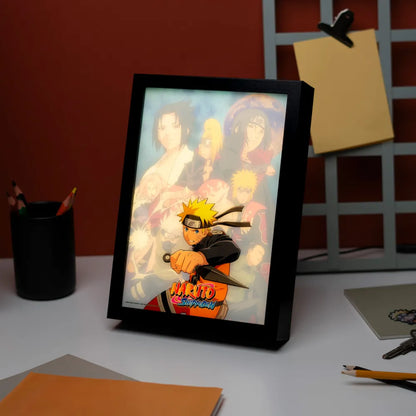 Quadro LED (Naruto Shippuden) Manga Anime Poster Stampa Lamina decorativa Illuminata per cameretta ragazza, stanza bambine/Decorazione Ufficiale Gadget da parete o tavolo Incorniciata