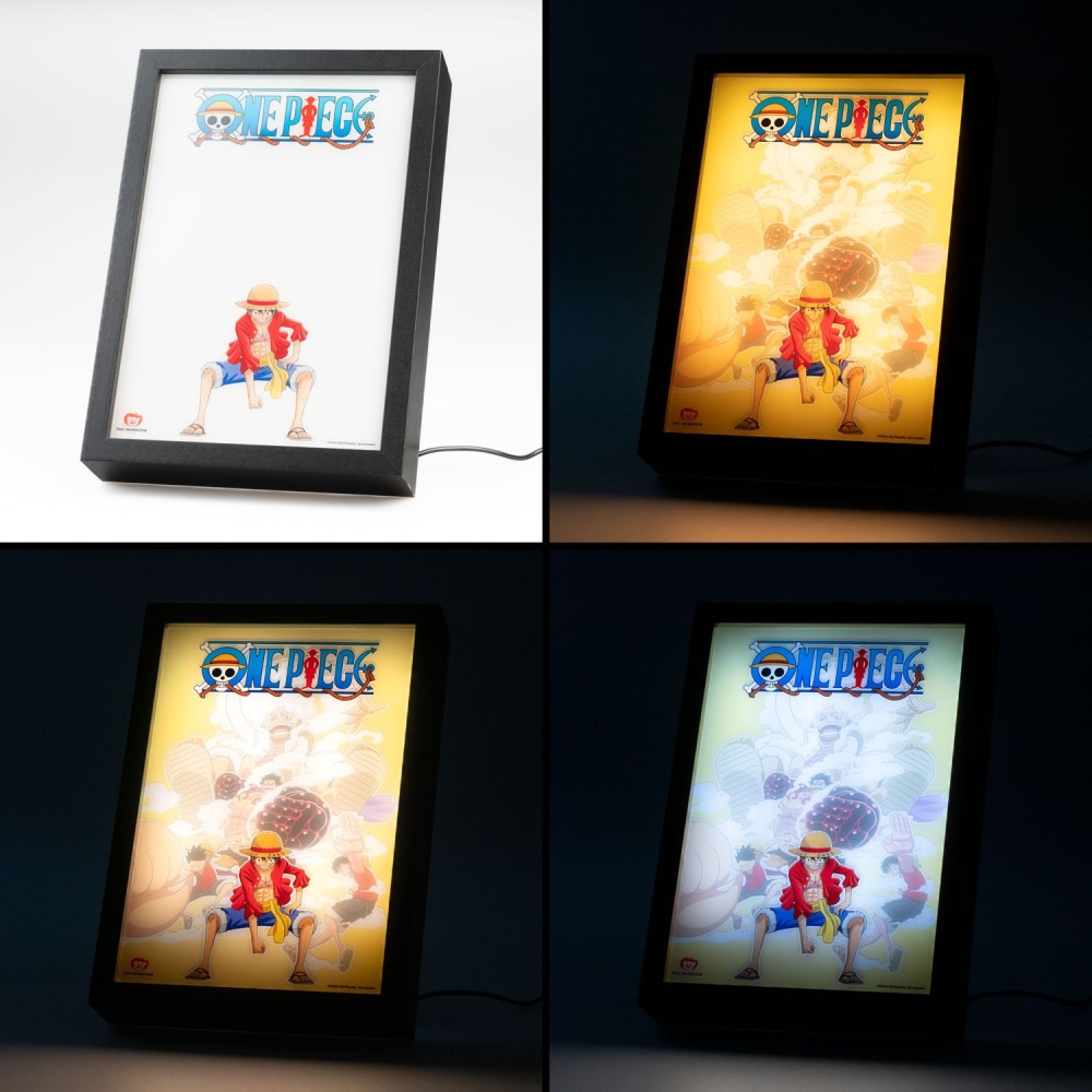 Quadro LED One Piece (Luffy) Poster Stampa Lamina decorativa Illuminata per cameretta ragazza, stanza bambine/Decorazione Ufficiale Gadget da parete o tavolo Incorniciata