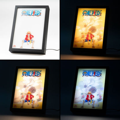 Quadro LED One Piece (Luffy) Poster Stampa Lamina decorativa Illuminata per cameretta ragazza, stanza bambine/Decorazione Ufficiale Gadget da parete o tavolo Incorniciata