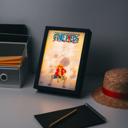 Quadro LED One Piece (Luffy) Poster Stampa Lamina decorativa Illuminata per cameretta ragazza, stanza bambine/Decorazione Ufficiale Gadget da parete o tavolo Incorniciata