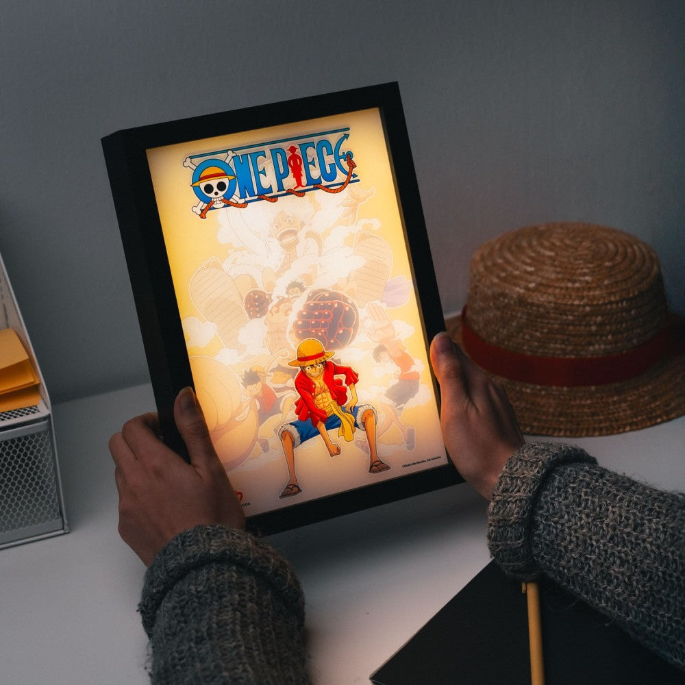 Quadro LED One Piece (Luffy) Poster Stampa Lamina decorativa Illuminata per cameretta ragazza, stanza bambine/Decorazione Ufficiale Gadget da parete o tavolo Incorniciata
