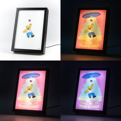 Quadro Led i Simpson (Homer) Poster Stampa Lamina decorativa Illuminata per cameretta ragazza, stanza bambine/Decorazione The Simpsons Ufficiale Gadget da parete Incorniciata