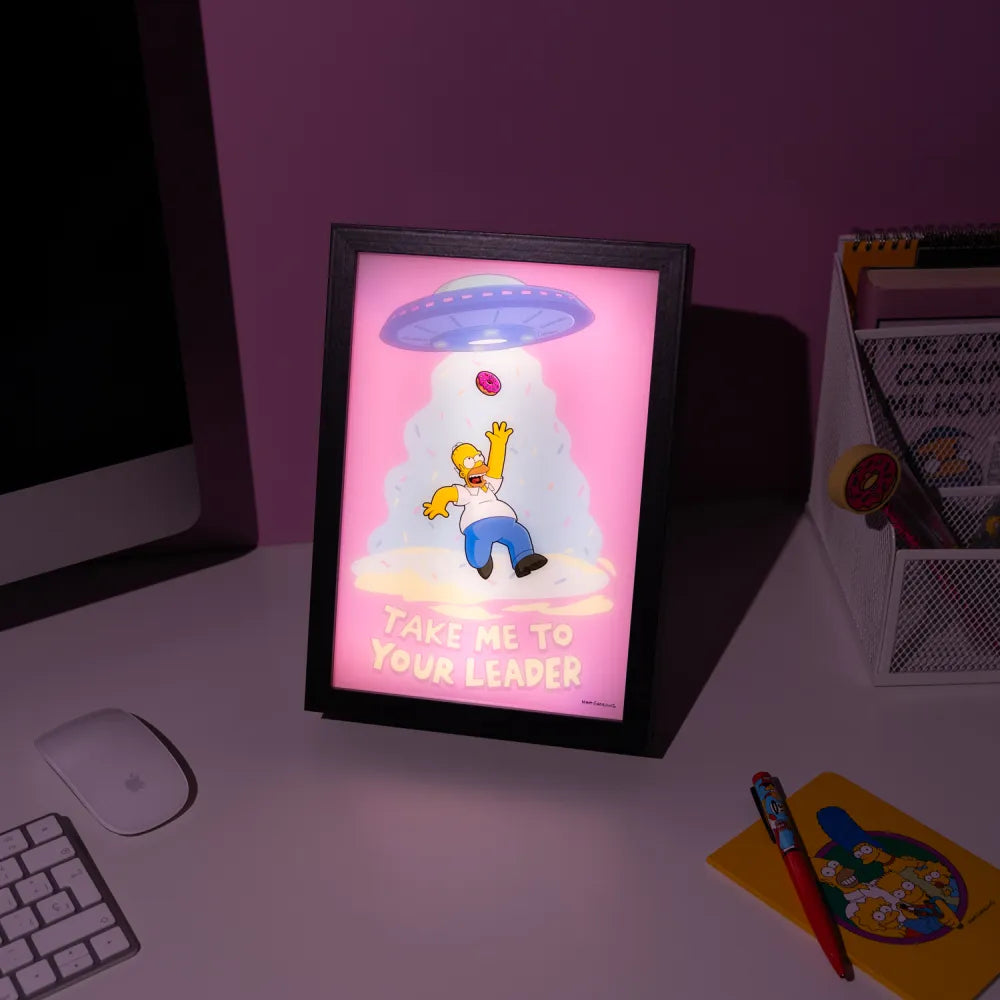 Quadro Led i Simpson (Homer) Poster Stampa Lamina decorativa Illuminata per cameretta ragazza, stanza bambine/Decorazione The Simpsons Ufficiale Gadget da parete Incorniciata