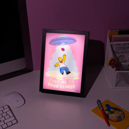 Quadro Led i Simpson (Homer) Poster Stampa Lamina decorativa Illuminata per cameretta ragazza, stanza bambine/Decorazione The Simpsons Ufficiale Gadget da parete Incorniciata