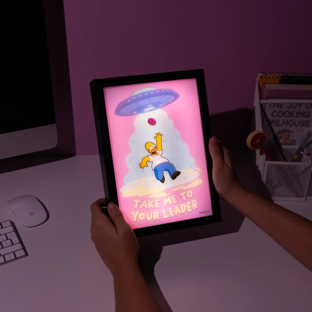 Quadro Led i Simpson (Homer) Poster Stampa Lamina decorativa Illuminata per cameretta ragazza, stanza bambine/Decorazione The Simpsons Ufficiale Gadget da parete Incorniciata