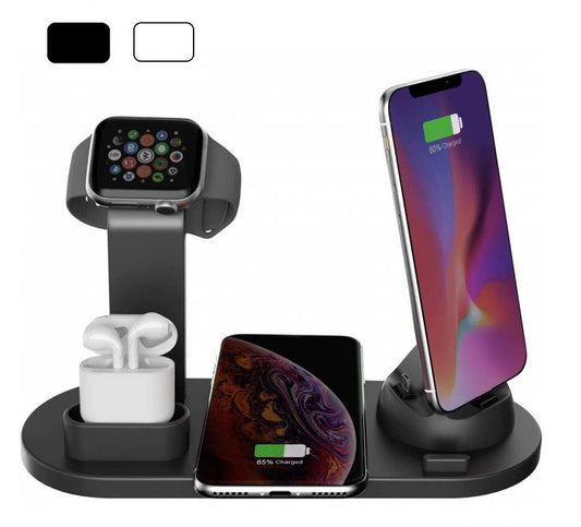 Stazione Ricarica Wireless Smartphone Smartwatch Caricatore Auricolari 3In1 Qi