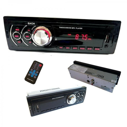 AUTORADIO 250W STEREO AUTO FM LETTORE MP3 1 DIN INGRESSO AUX USB SD CAMPER EA625