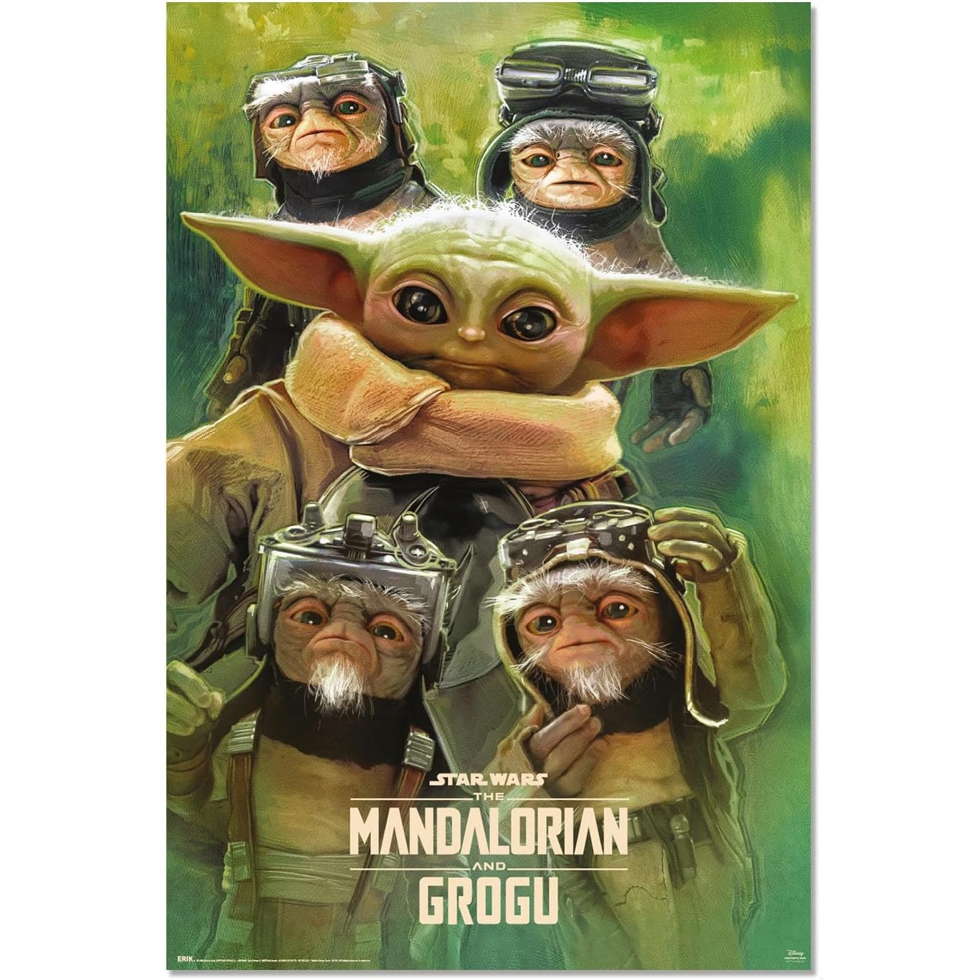 Maxi Poster - Locandina Film - Star Wars (The Mandalorian e Grogu Anzellans) TV Cinema Cult, Arte Incorniciabile da Pub, Casa, Ufficio, Locanda, Nerd, Licenza Ufficiale  91x61 cm