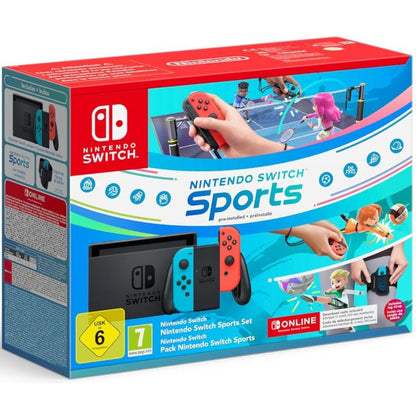 Nintendo Switch Console 1.1 Neon Blue/Red + Switch Sport + Fascia + 12 Mesi Nso