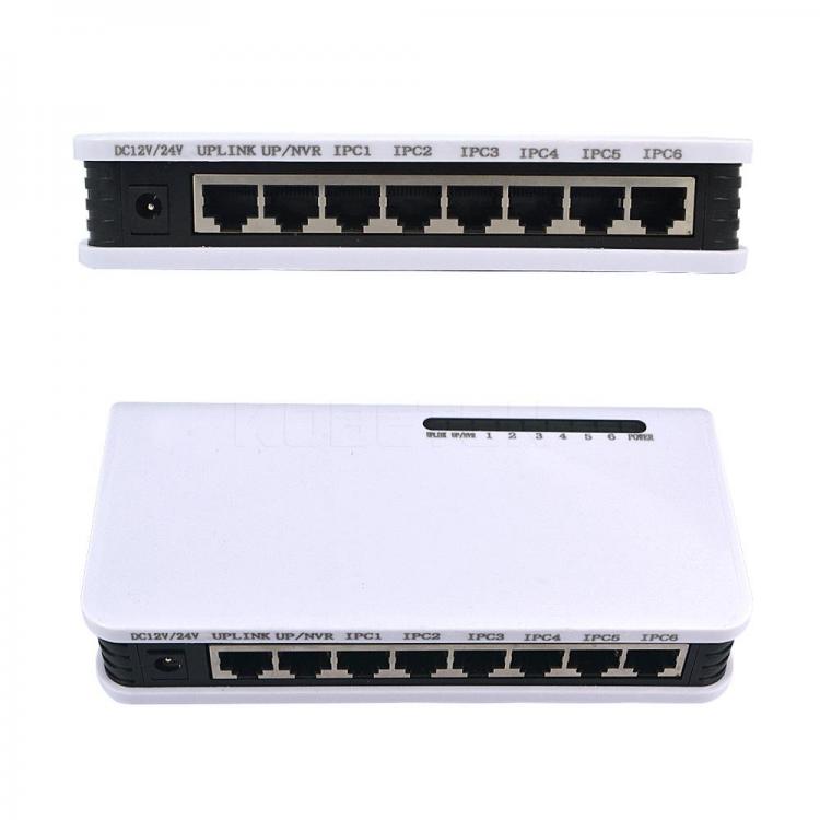 Switch Poe Di Rete 6 Porte Rj45 Lan Ethernet 10/100Mbps Videosorveglianza Ip Cam
