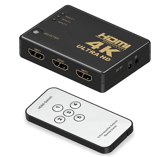 Switch Hdmi 3 Porte 4K Ultra Hd Telecomando Infrarossi Splitter Cavo Ps4 Tv Dvd