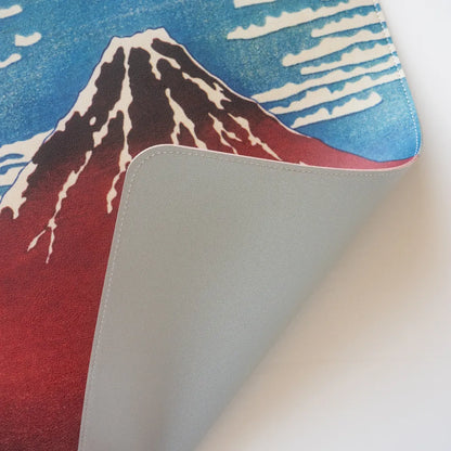 Tappetino Mouse Tastiera XXL In Pelle Vegana (Hokusai) Desk Mat Gaming Scrivania 60x35 cm