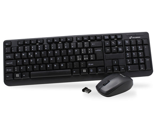 Techmade Kit Tastiera + Mouse Wireless Pkf-518+Pmf-446 Black Pc Computer Nero