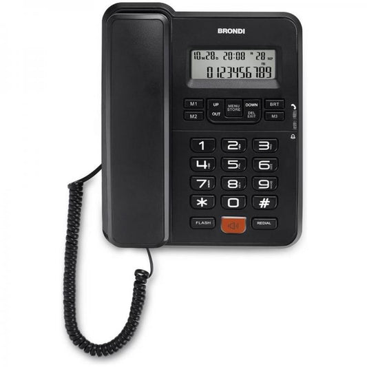 BRONDI OFFICE TELEFONO FISSO UFFICIO DESK LCD VIVAVOCE DISPLAY CASA DATA ORA