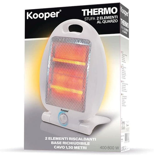 Kooper Thermo | Stufa Elettrica Al Quarzo A 2 Elementi 400/800W Stufetta Alogena
