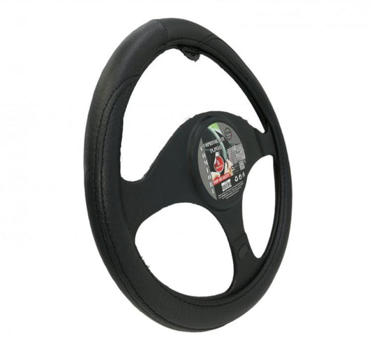 COPRIVOLANTE AUTO UNIVERSALE FODERA VOLANTE 35-37cm 36cm SIMIL PELLE NERO TUNING