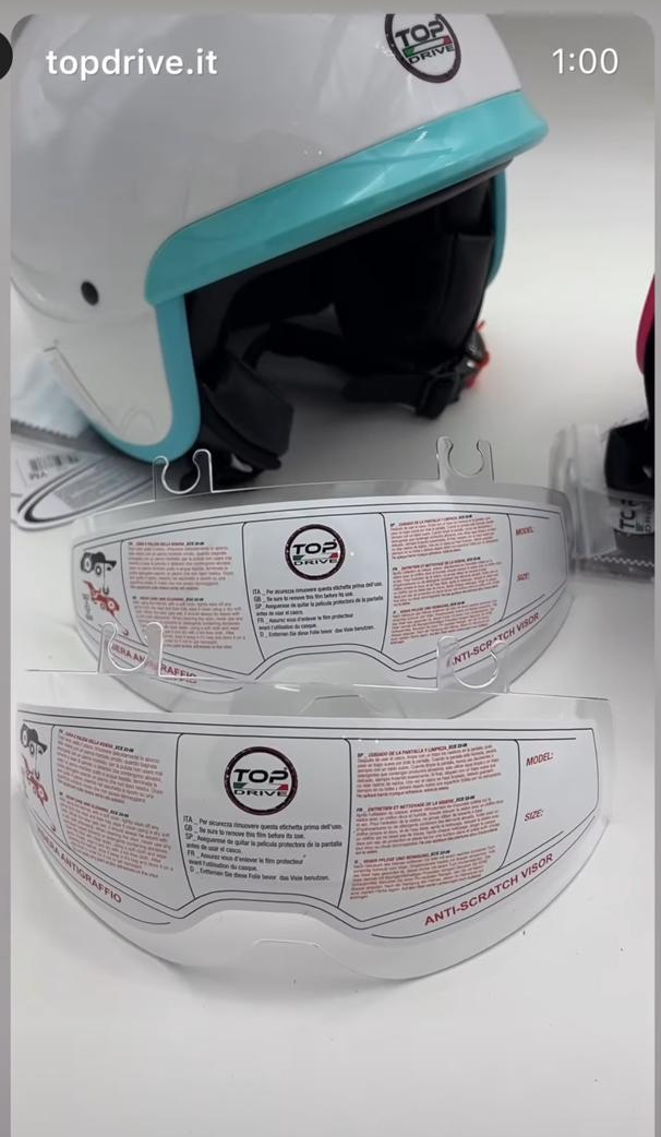 Casco Baby Moto Scooter Omologato per Bambini Visiera Bianco/Blu Tg.YS 49-51 cm