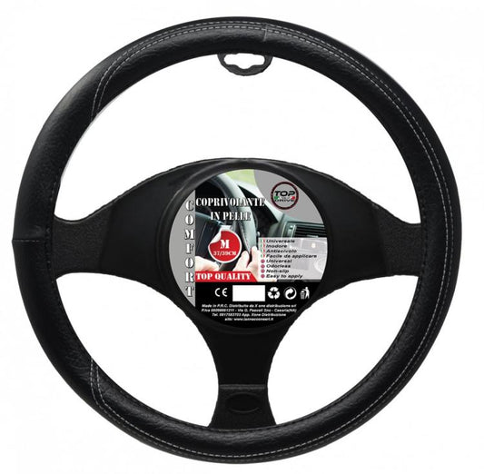 Coprivolante Auto Universale Fodera Volante 37-39cm Simil Pelle Nero 38cm Tuning