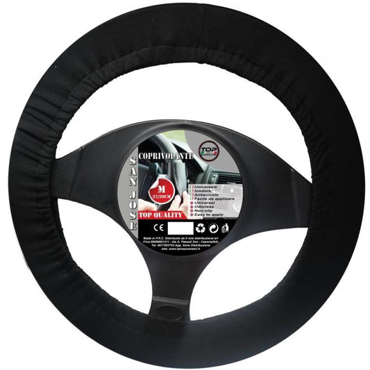 Coprivolante Auto In Tessuto Tecnico Antiscivolo Fodera Volante Nero (Ø 37-39cm)