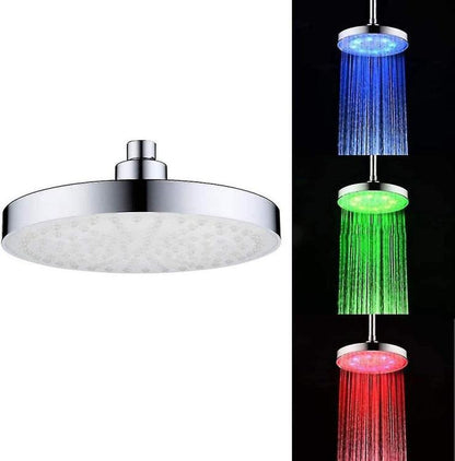 Soffione Doccia Con Led Multicolor Trasparente Cromoterapia Bagno | 22Cm-Rotondo