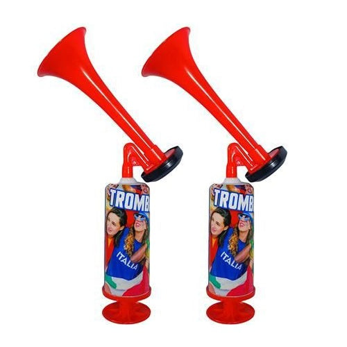 2pz TROMBA DA STADIO AD ARIA MANUALE POMPA TROMBETTE TIFO STADIO CALCIO MONDIALI