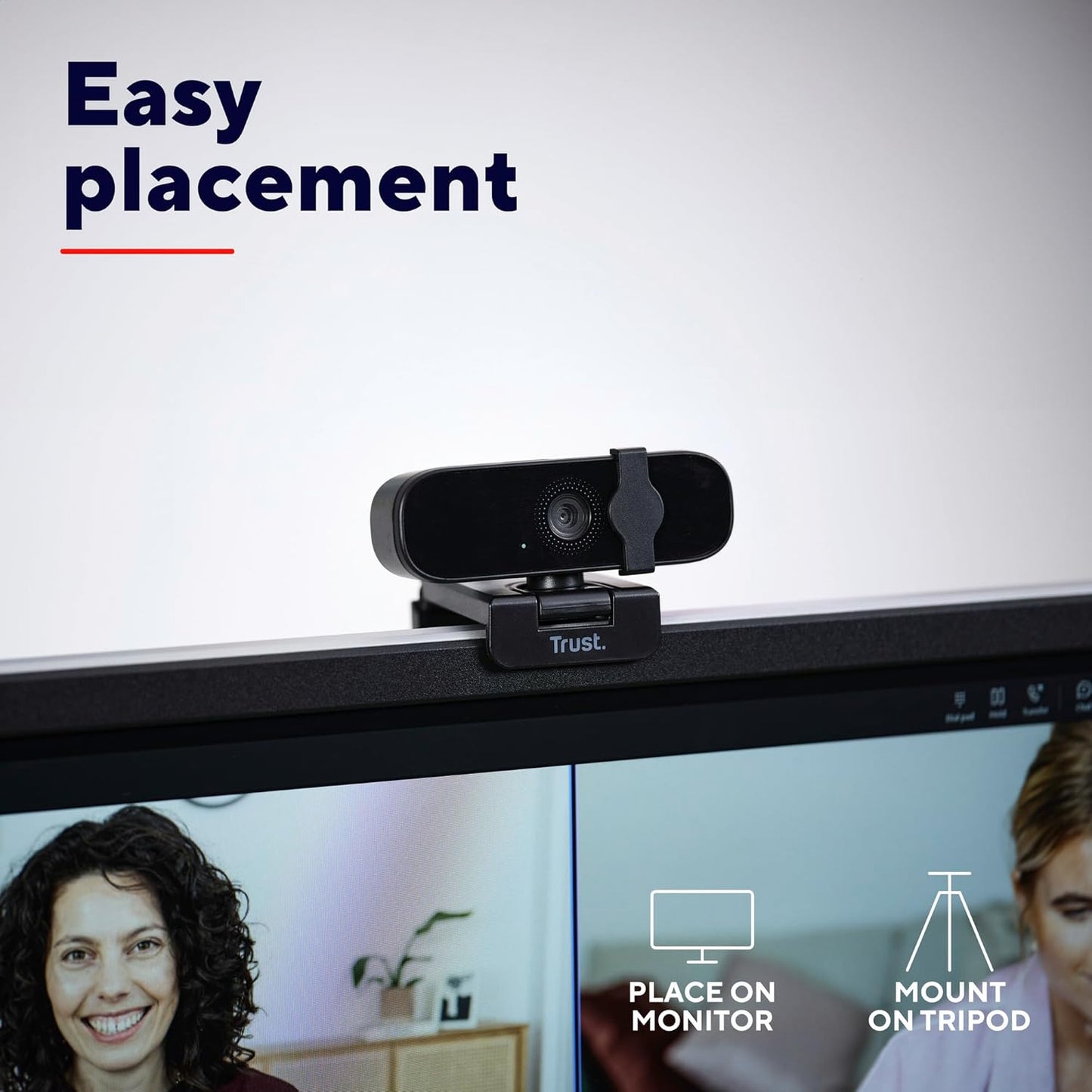 Trust Tanor 1080p Webcam PC con Microfono, Web Camera PC USB con Filtro Privacy, Fuoco Fisso 30 FPS, Plastica Riciclata 85%, Videocamera Full HD per Laptop Desktop Mac Windows Skype Zoom Teams