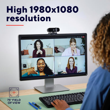 Trust Tanor 1080p Webcam PC con Microfono, Web Camera PC USB con Filtro Privacy, Fuoco Fisso 30 FPS, Plastica Riciclata 85%, Videocamera Full HD per Laptop Desktop Mac Windows Skype Zoom Teams