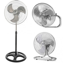 Ventilatore 3 in 1 a Piantana da Tavolo o a Parete Acciaio Cromato Base Tonda 60W Ø 52 cm