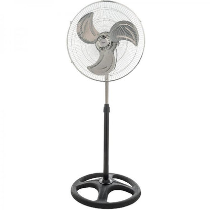 Ventilatore 3In1 A Piantana Tavolo Parete Acciaio Cromato Base Tonda 60W Ø 52Cm