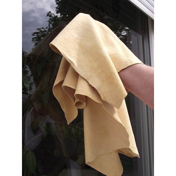 Panno Vera Pelle Di Daino Scamosciata Asciugatura Vetri Auto Moto Barca 40X60Cm