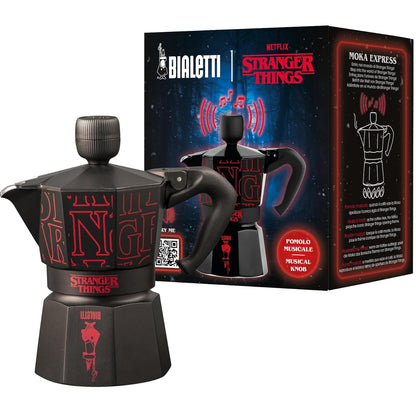 Bialetti - Moka Express Musicale 3 Tazze Stranger Things Ricarica Usb-C 130ml